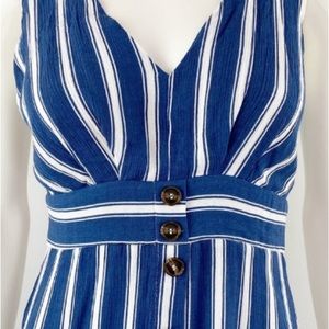 Lulus Size XS Blue & White Striped Sleeveless V-Neck Sundress